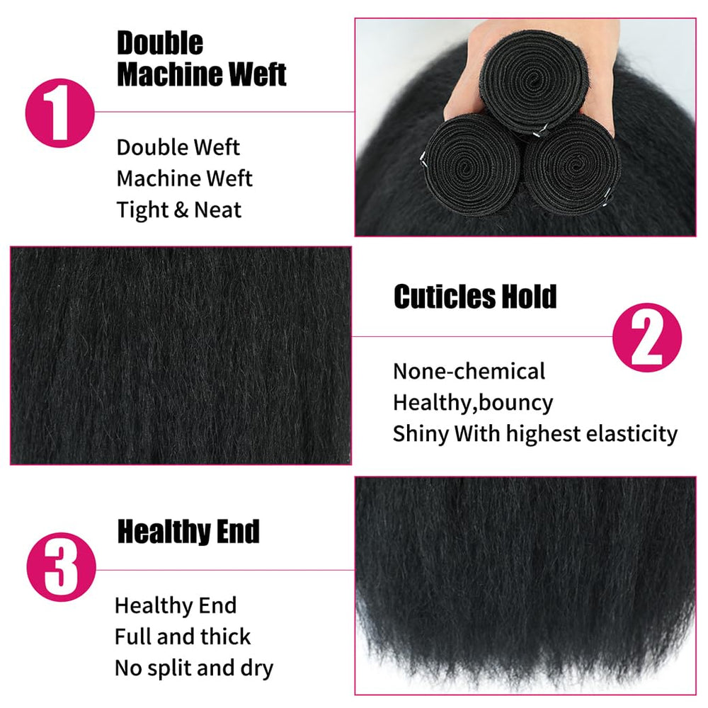 BSBU double-machine-weft kinky straight bundles provide secure structure and reduced shedding during wear.
