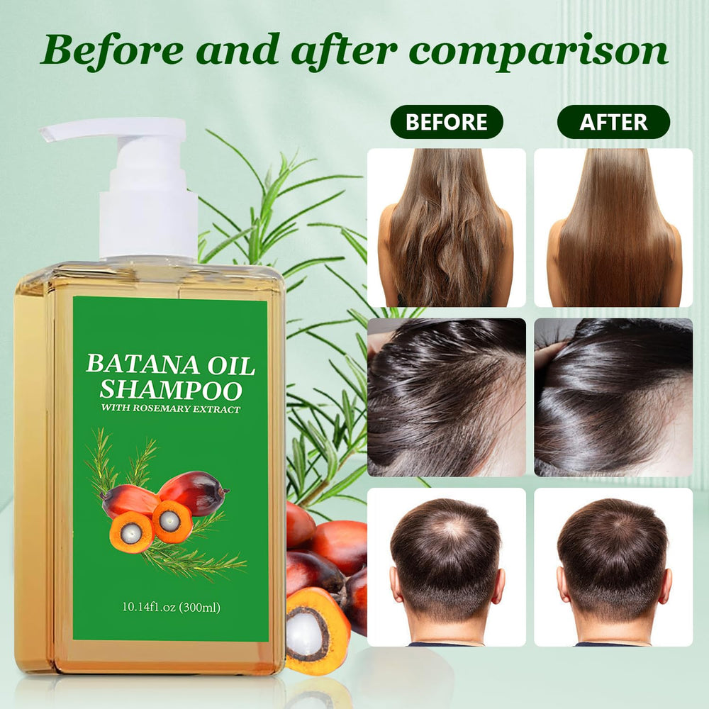 BSMAX Batana Oil Rosemary Shampoo after-use hair with shine and softness