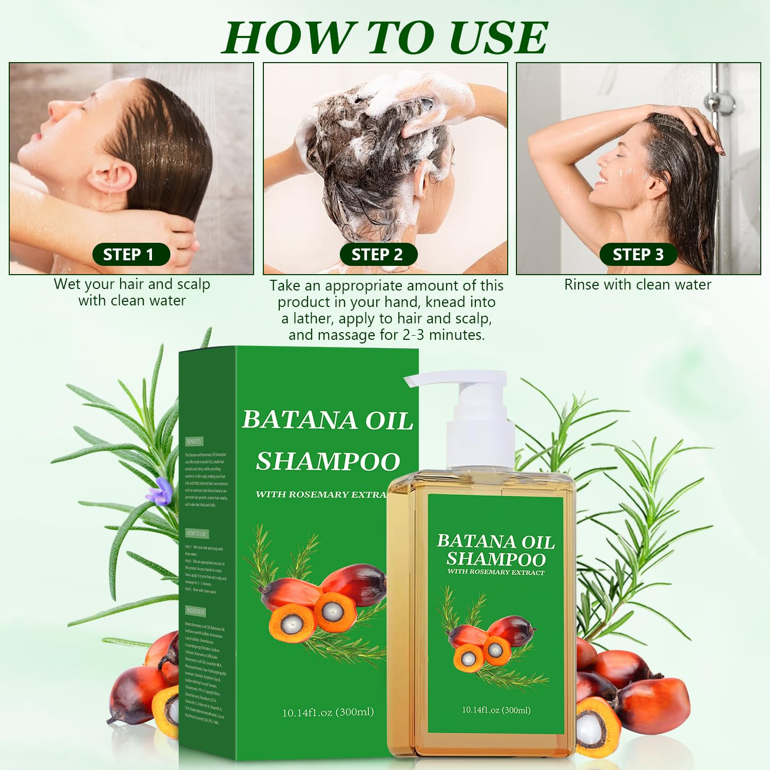 BSMAX Batana Oil Rosemary Shampoo product lineup on shelf
