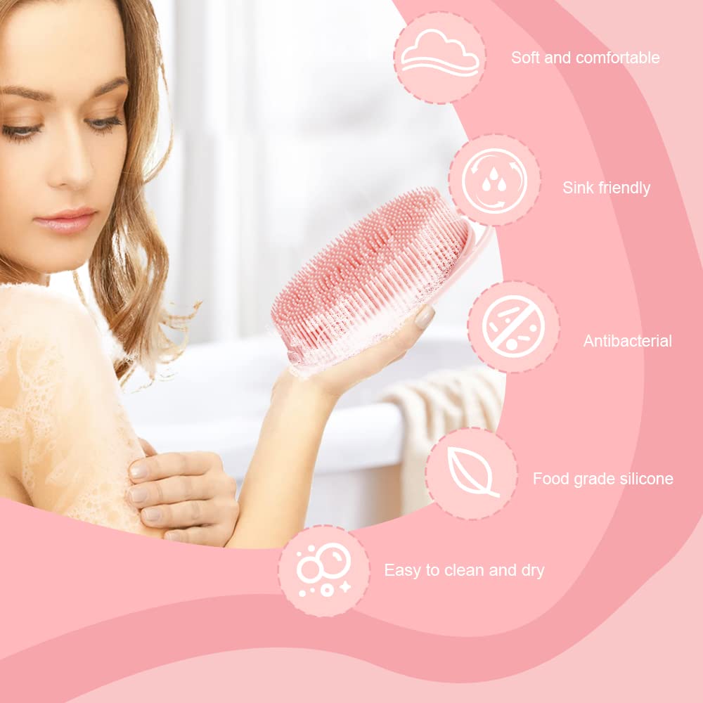 Bsofing face-and-body brush texture details offer gentler facial exfoliation.