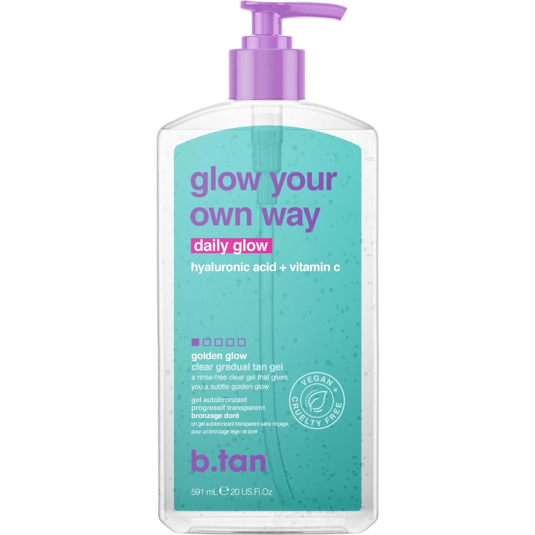 B.TAN Clear Gradual Self Tanner Gel bottle demonstrates easy daily hydration and gradual natural-looking glow.