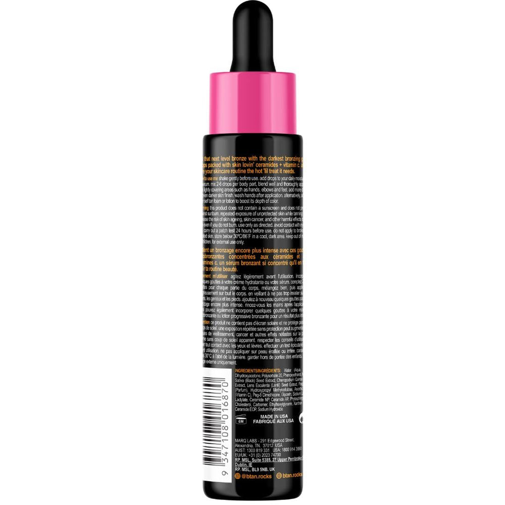 B.TAN Dark Self Tan Drops body bottle shown for a seamless full-body glow.