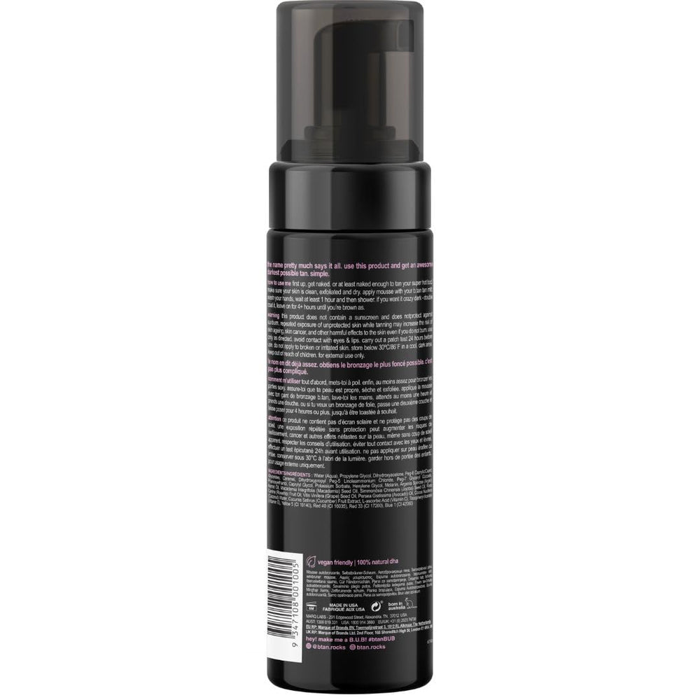 btan dark self tanner mousse dispense highlights rich color and smooth application