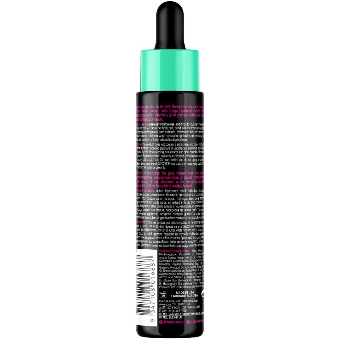 B.TAN Darkest Self Tanning Drops on body for rich bronzed depth