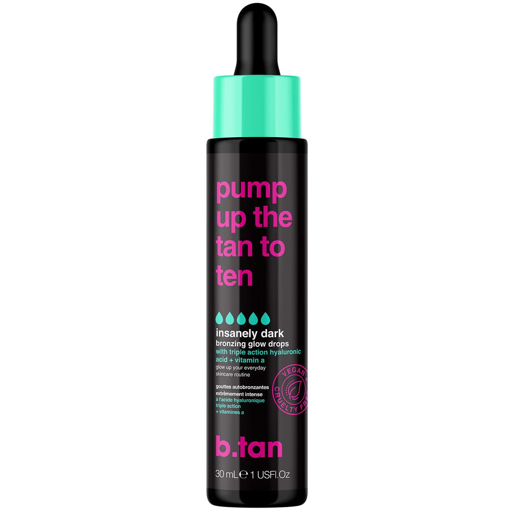 B.TAN Darkest Self Tanning Drops on face for even, deeper glow