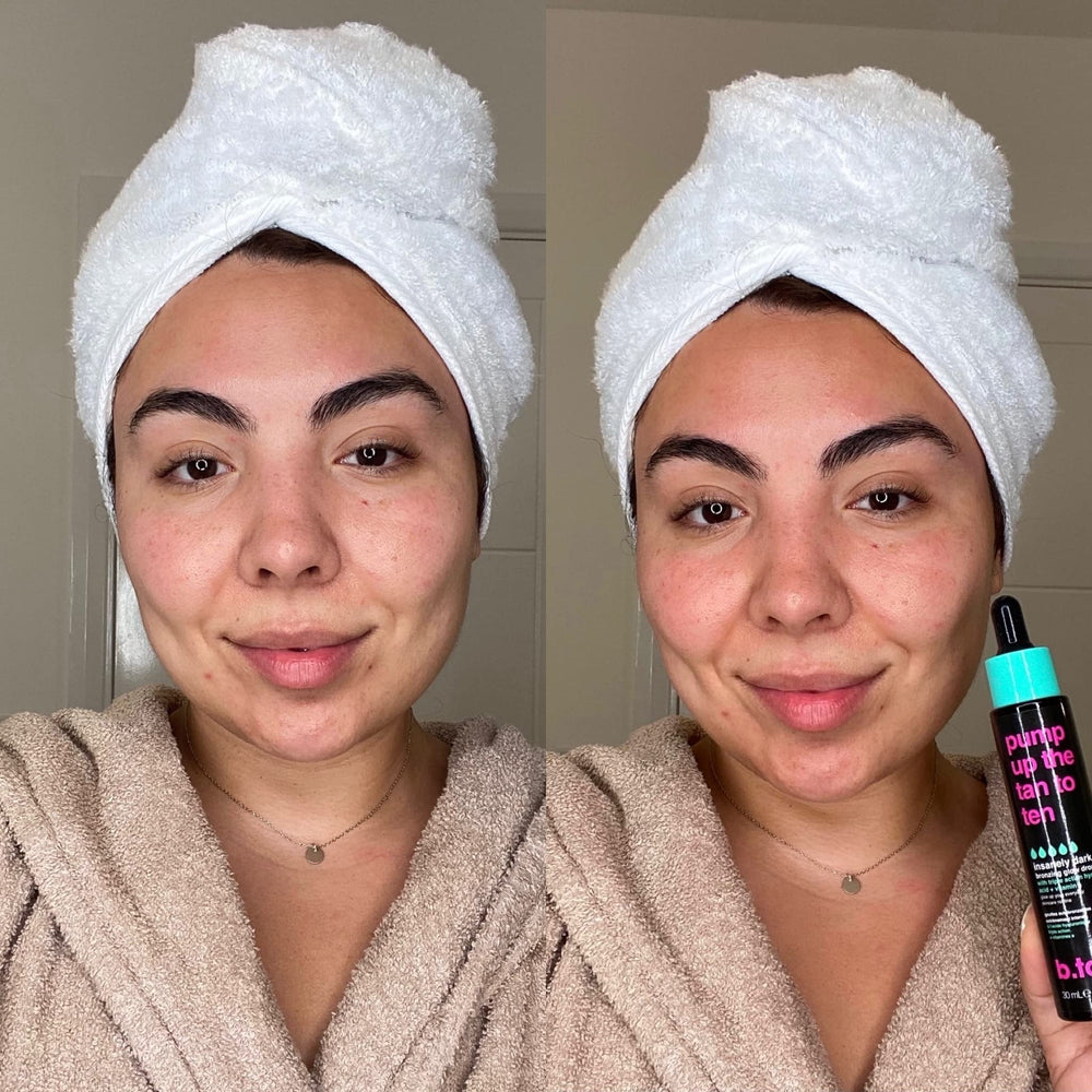 B.TAN Drops mixed with moisturizer for deeper color