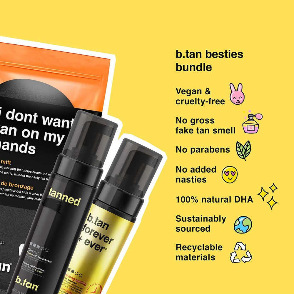 B.TAN mitt applicator glove enables ultra-smooth, even application.