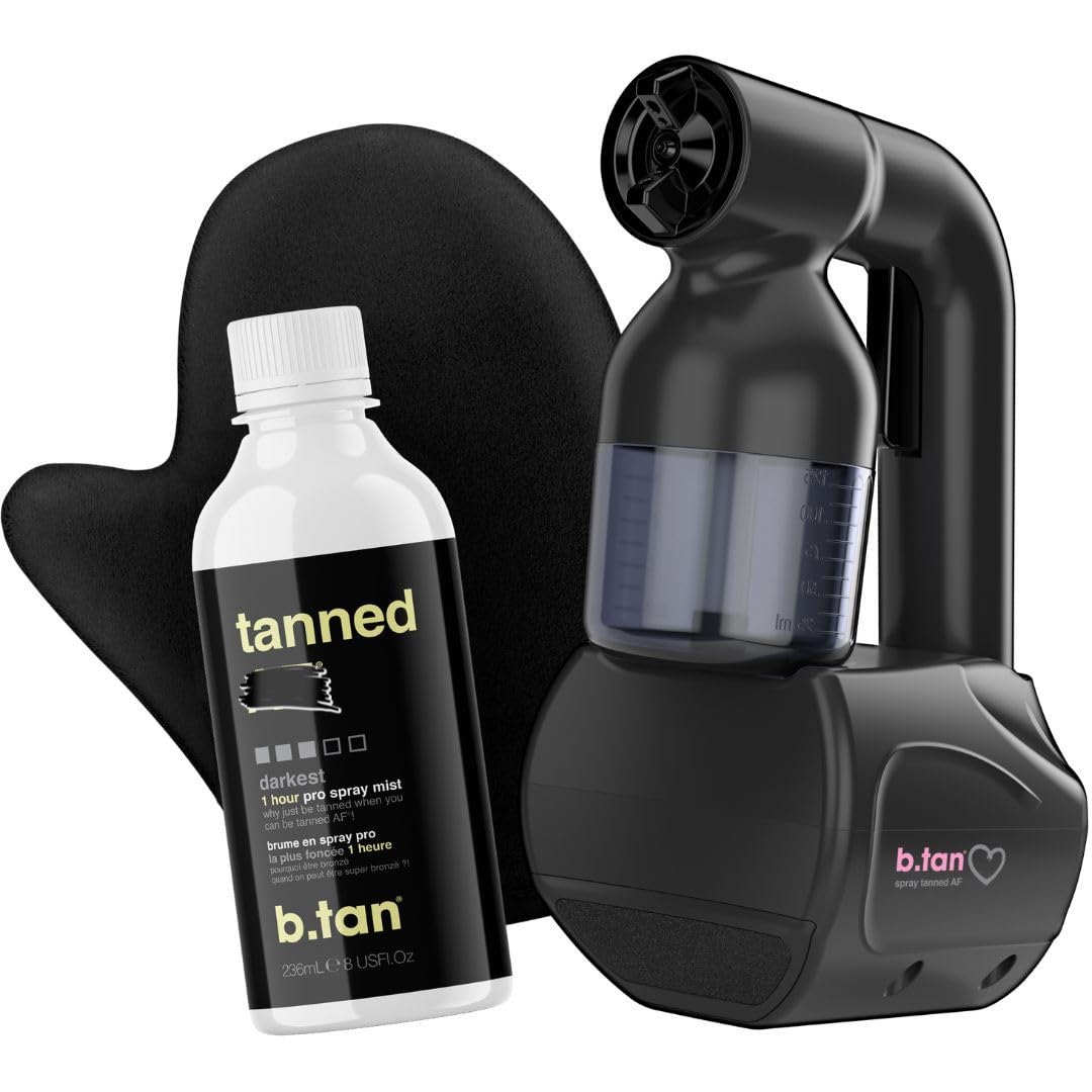 B.TAN spray tan kit machine enables easy, even coverage at home.