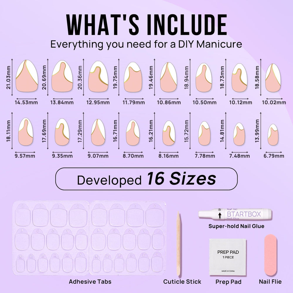 BTArtbox 16 sizes nail kit ensures a custom fit for most shapes.