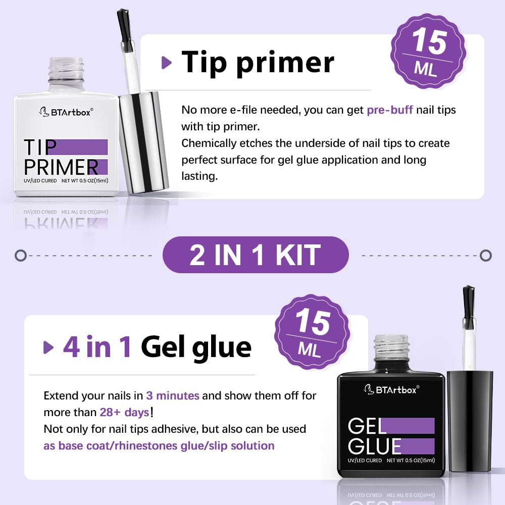 BTArtbox 4-in-1 gel glue used as base coat during manicure