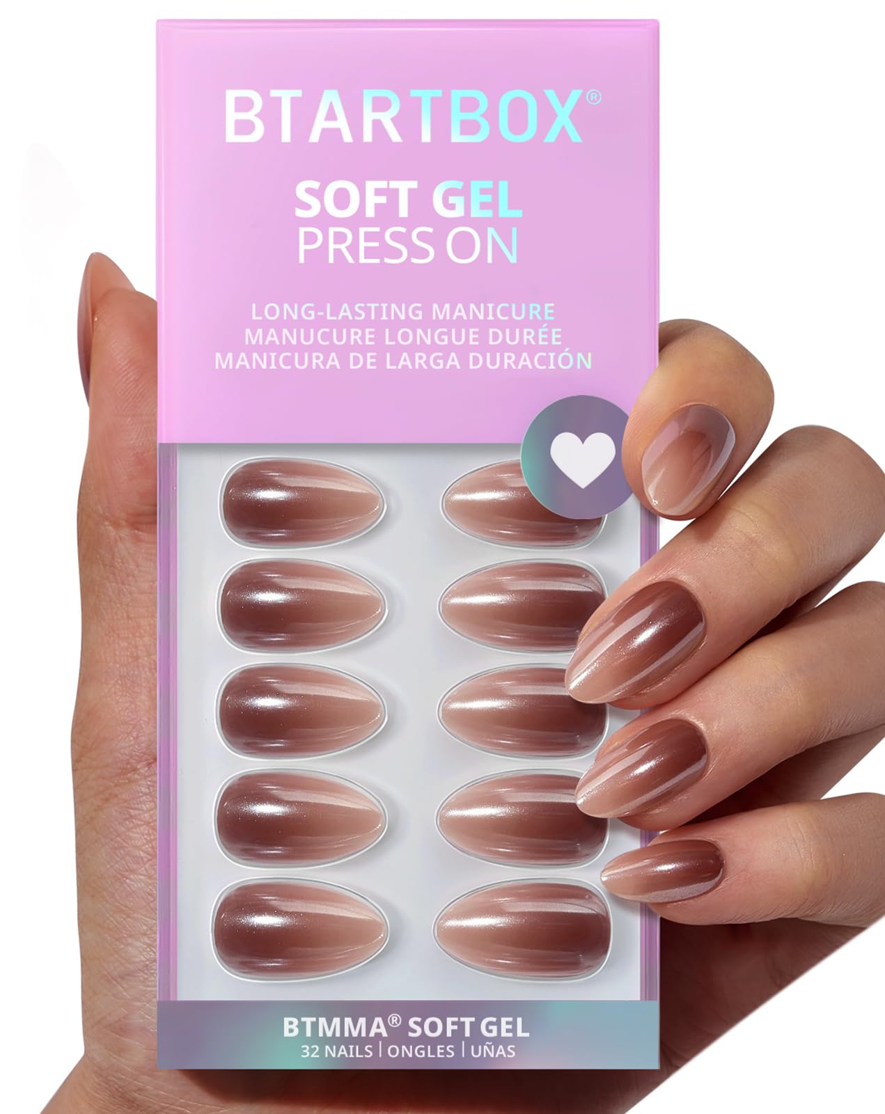 BTArtbox Almond Molten Chrome close-up for long-lasting, chic nail style.