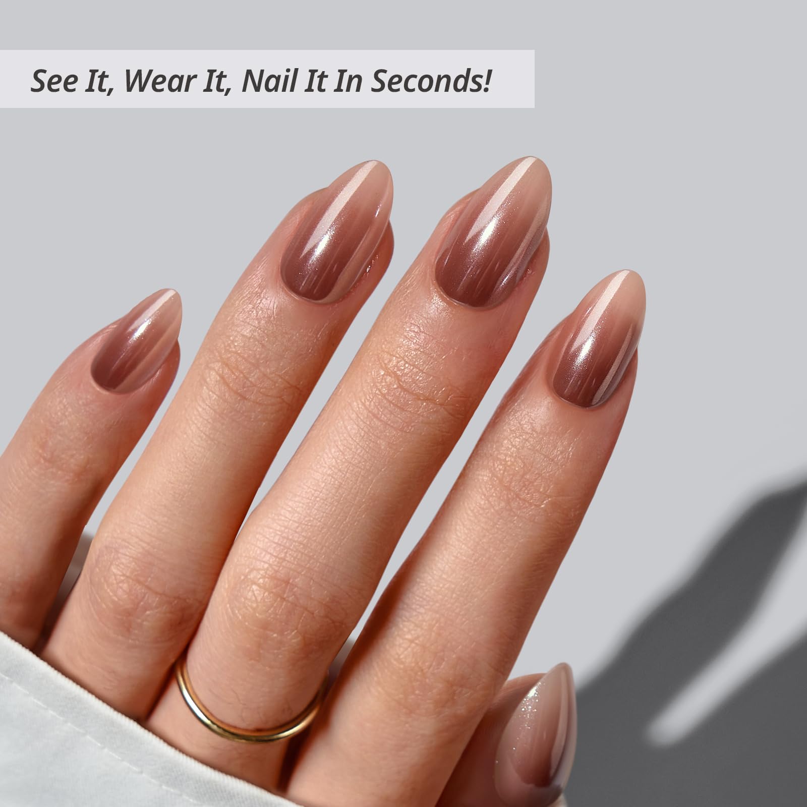 BTArtbox Almond nails Ombre Brown swatch shows versatile trend-ready color.