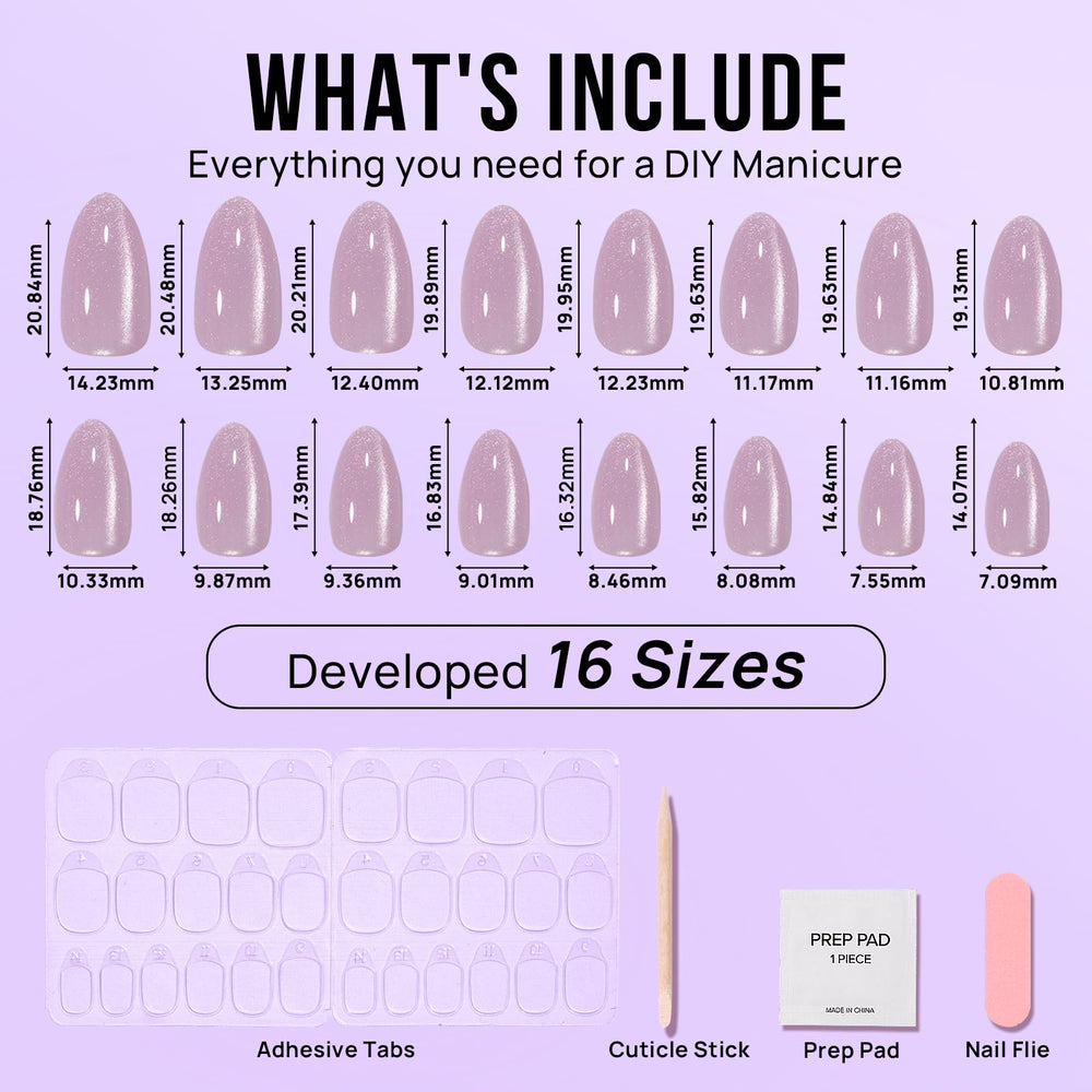 BTArtbox almond press on nails adhesive tabs image suggests easy removal and reusable design