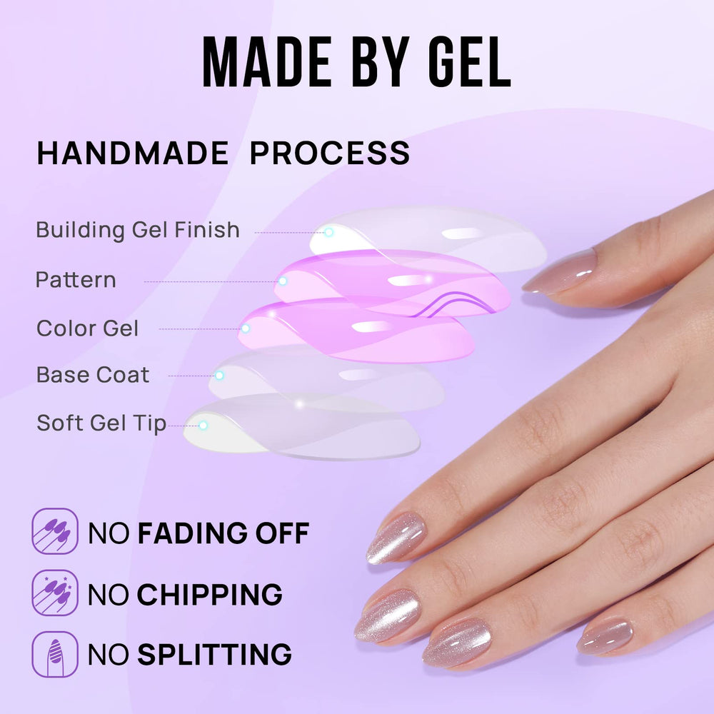 BTArtbox almond press on nails nail glue tube emphasizes strong hold for durable daily use