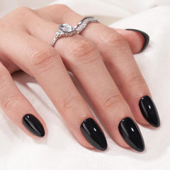 BTArtbox Black Press On Nails Almond packaging shows complete mani kit for quick at-home beauty