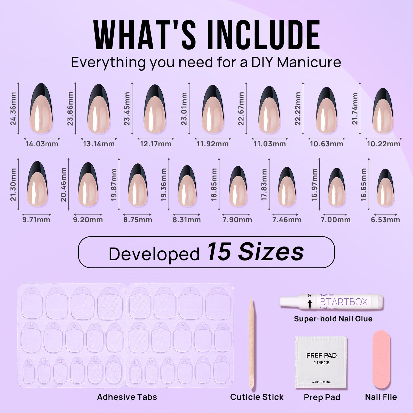 BTArtbox double-sided nail file and prep pad ensure clean, tailored nail shaping.