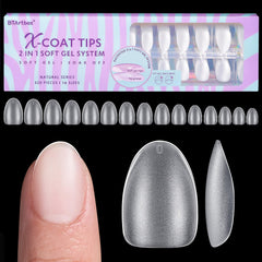 BTArtbox Extra Short Almond Nail Tips front view with natural matte finish for everyday nails