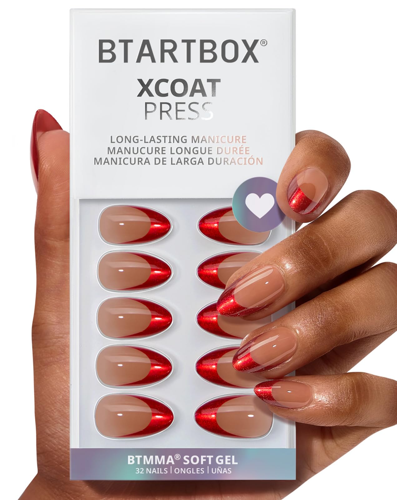 BTArtbox Ruby Slipper French tip nails on showcase for party-ready glamour