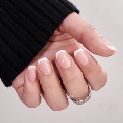 BTArtbox gel polish layer close-up showing depth and shine on French tips.