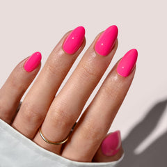 BTArtbox hot pink almond short nails kit for quick at home manicure with lasting color
