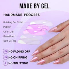 BTArtbox Lotus Glazed almond nails offer flexible wear for typing and tasks