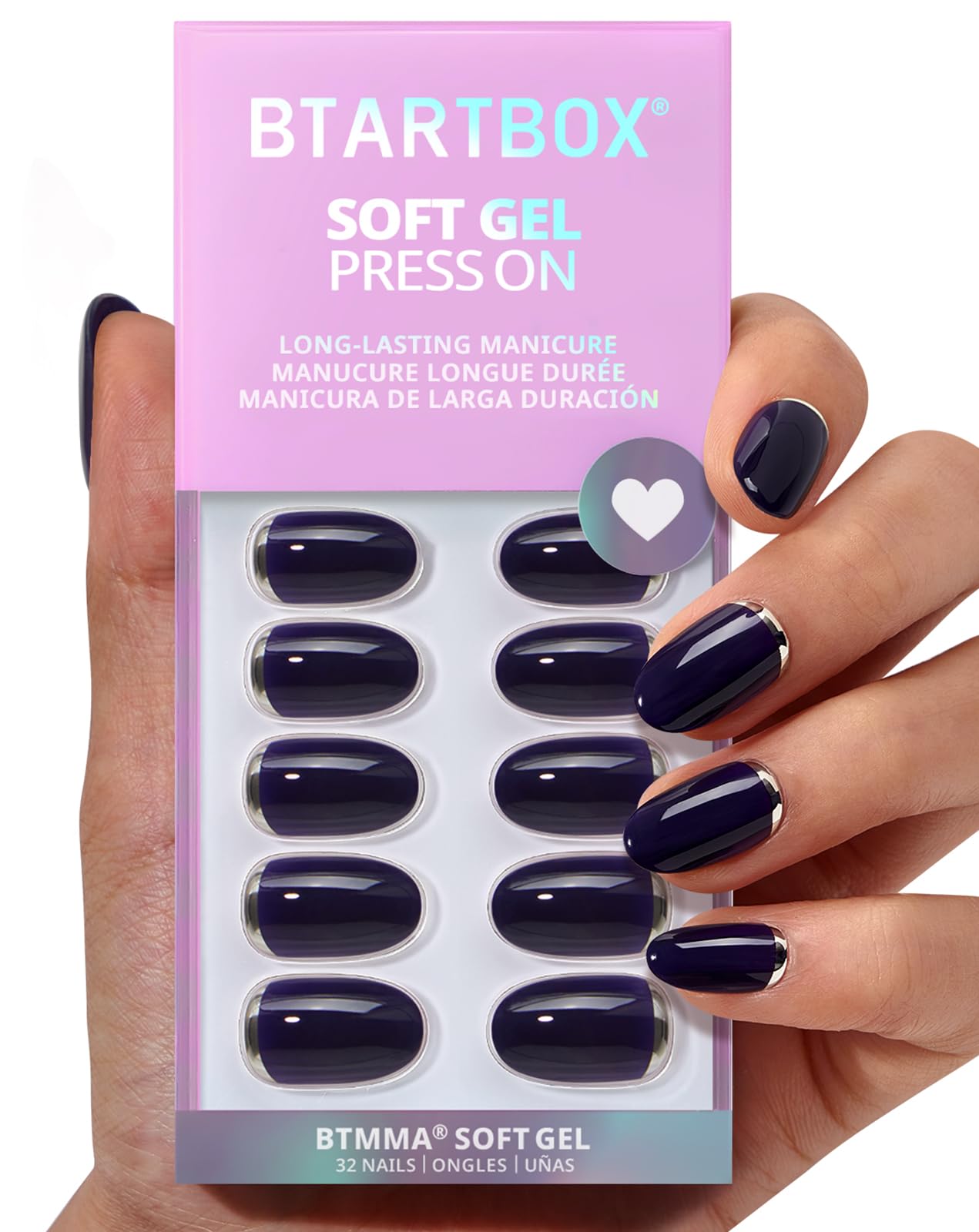 BTArtbox oval nails vintage silver foil closeup with premium shimmer