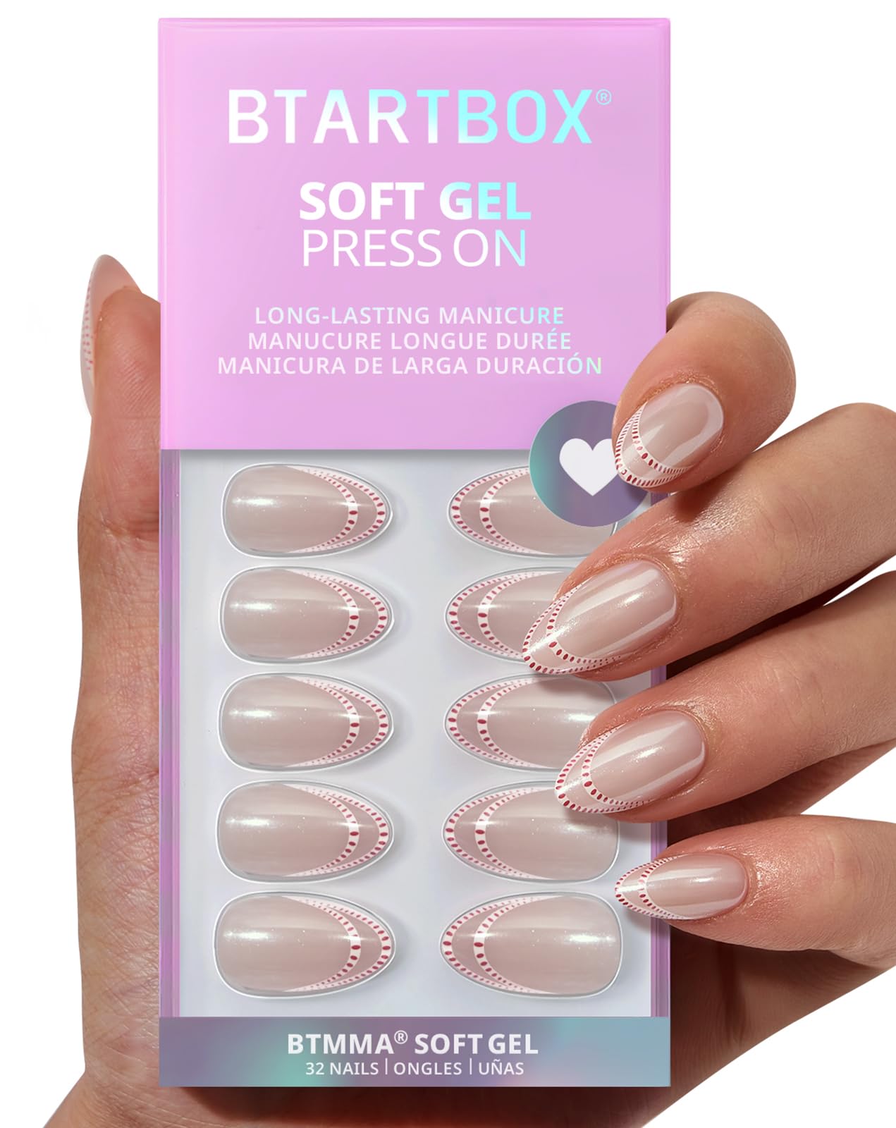 BTArtbox Peppermint Kiss nails closeup for natural look and easy application
