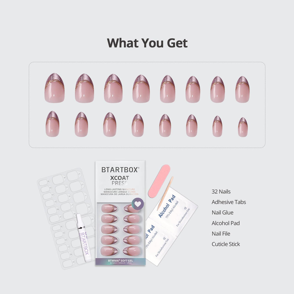 BTArtbox Pink Aurora nails deliver salon-quality at-home manicure with shine.
