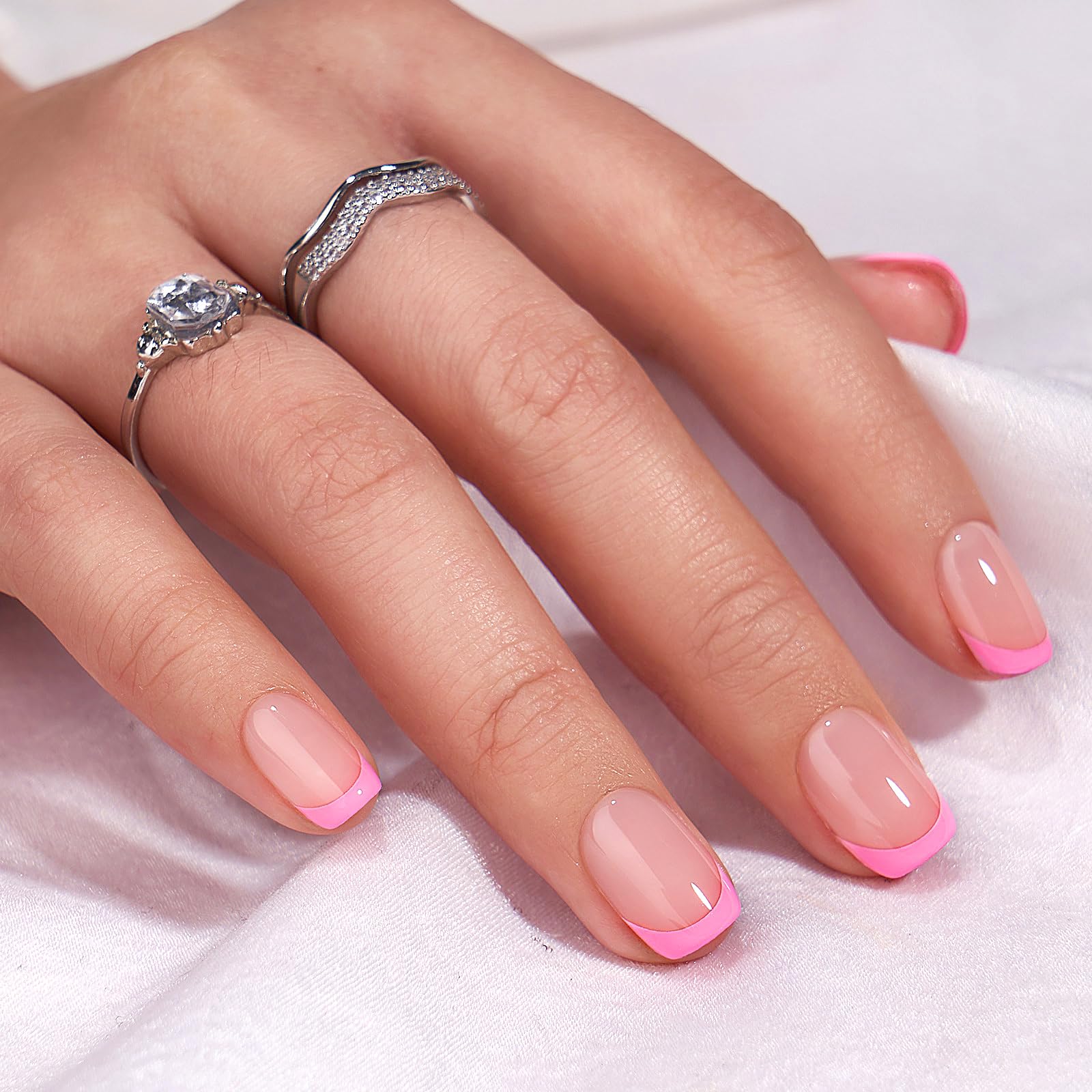 BTArtbox pink glue-on nails kit with tabs for secure at-home wear