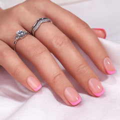 BTArtbox pink glue-on nails kit with tabs for secure at-home wear