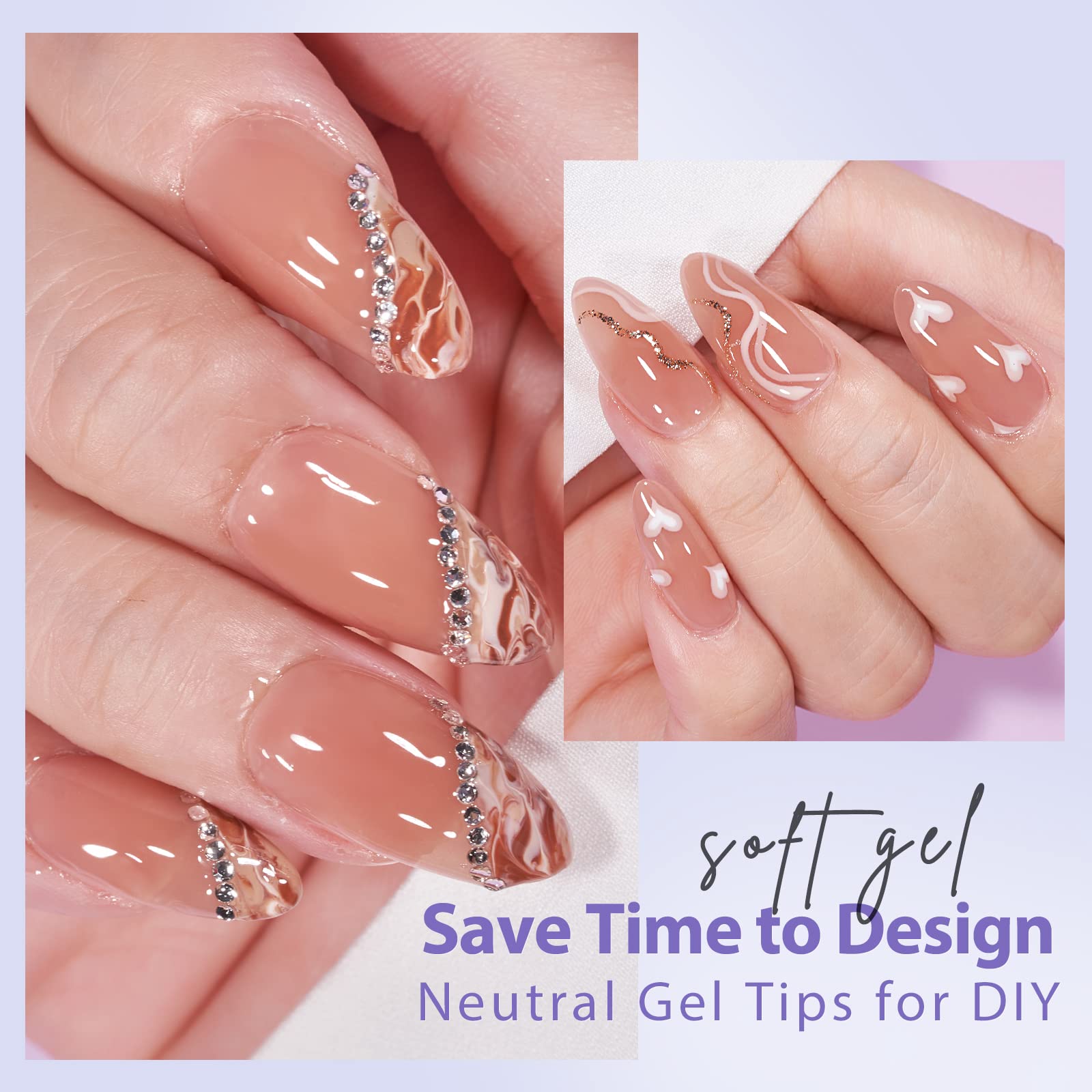 BTArtbox pre-colored brown nude pink nails ready to wear.