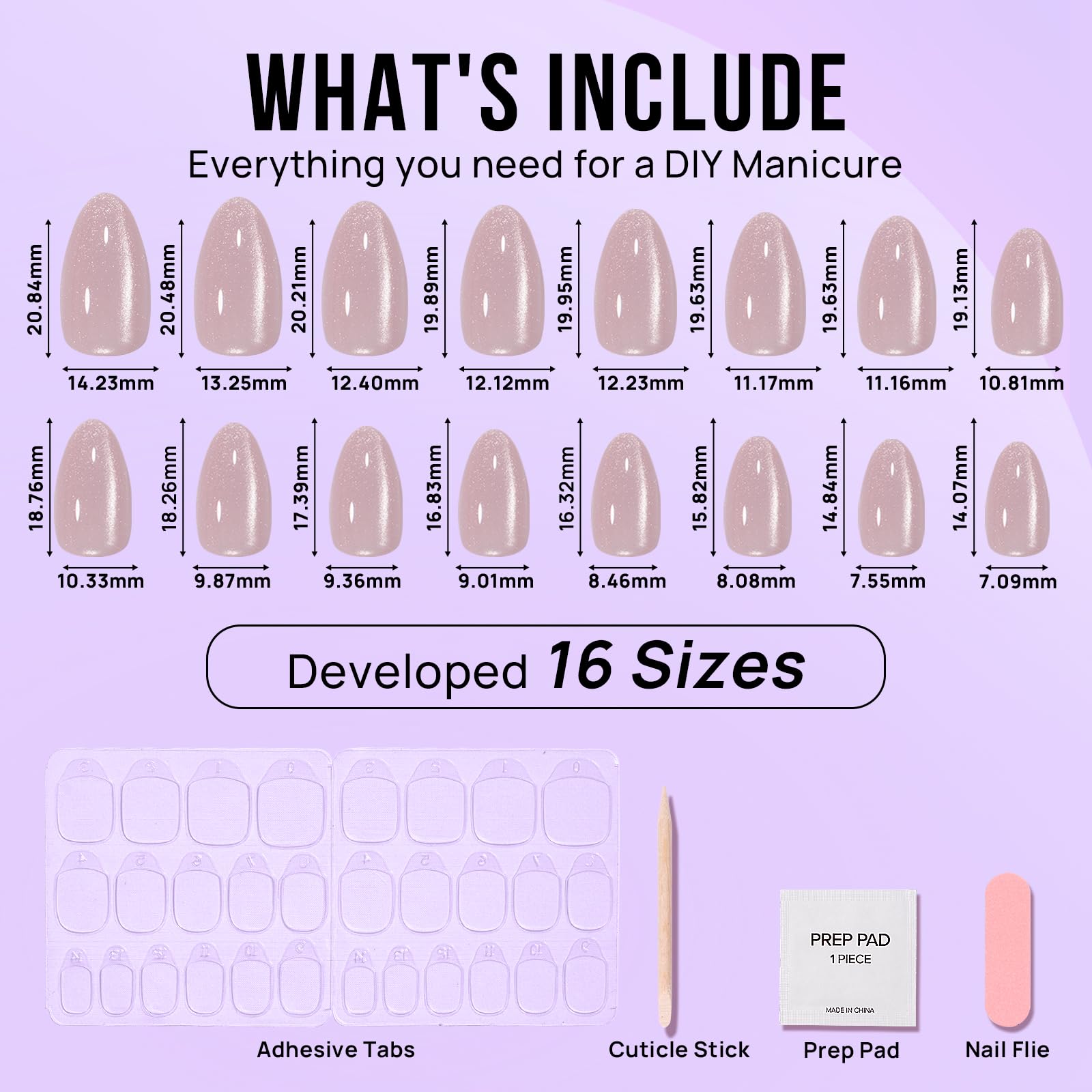 BTArtbox Almond nails with included nail glue for stronger hold