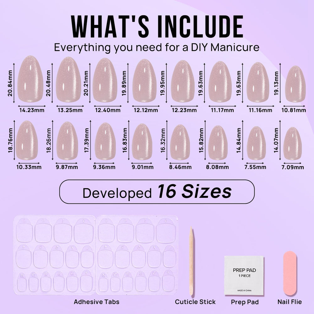 BTArtbox Almond nails with included nail glue for stronger hold