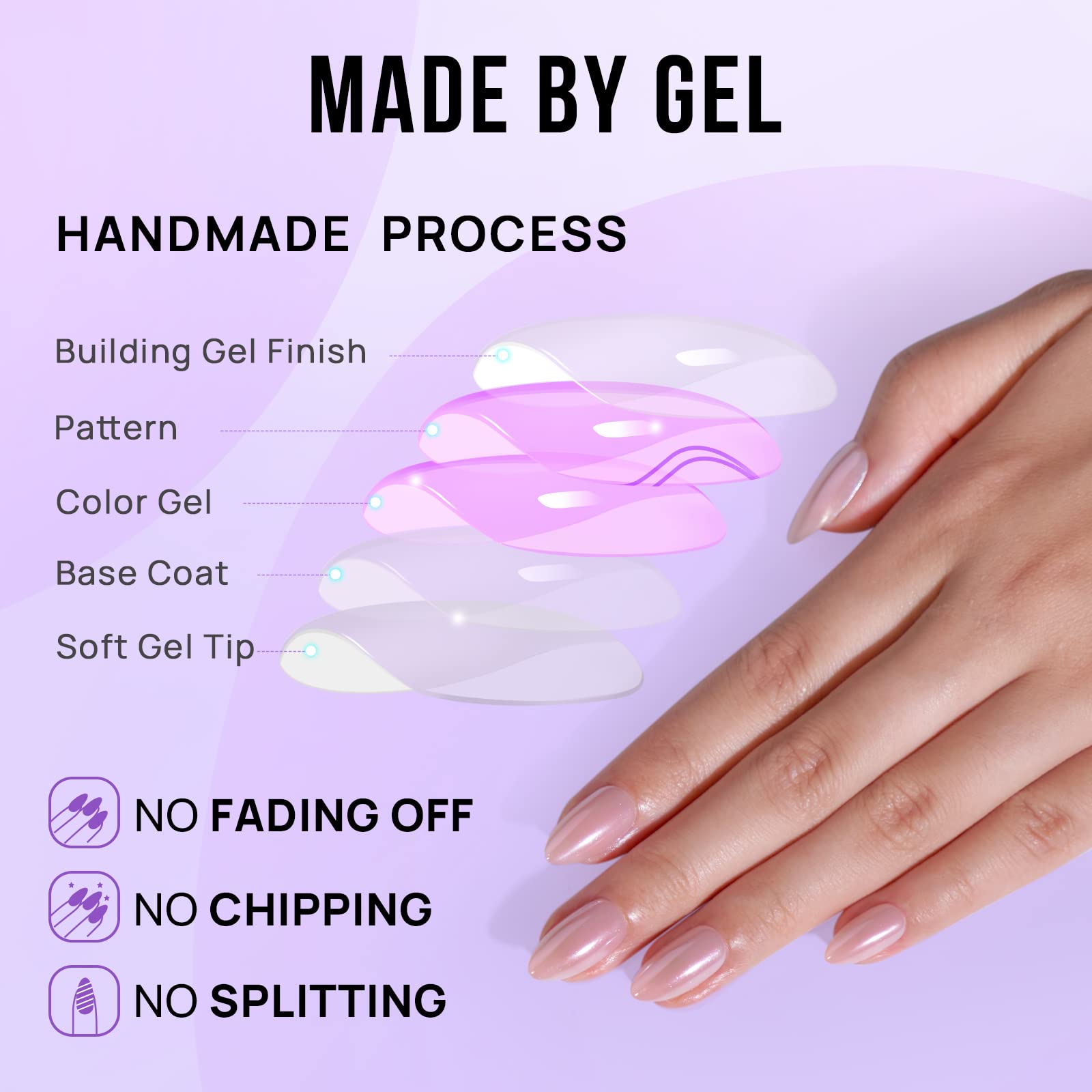BTArtbox almond nude nails glue included for seamless attachment