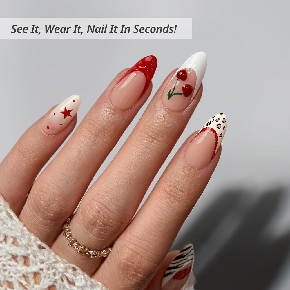 BTArtbox almond press-ons with opaque base for French-inspired look