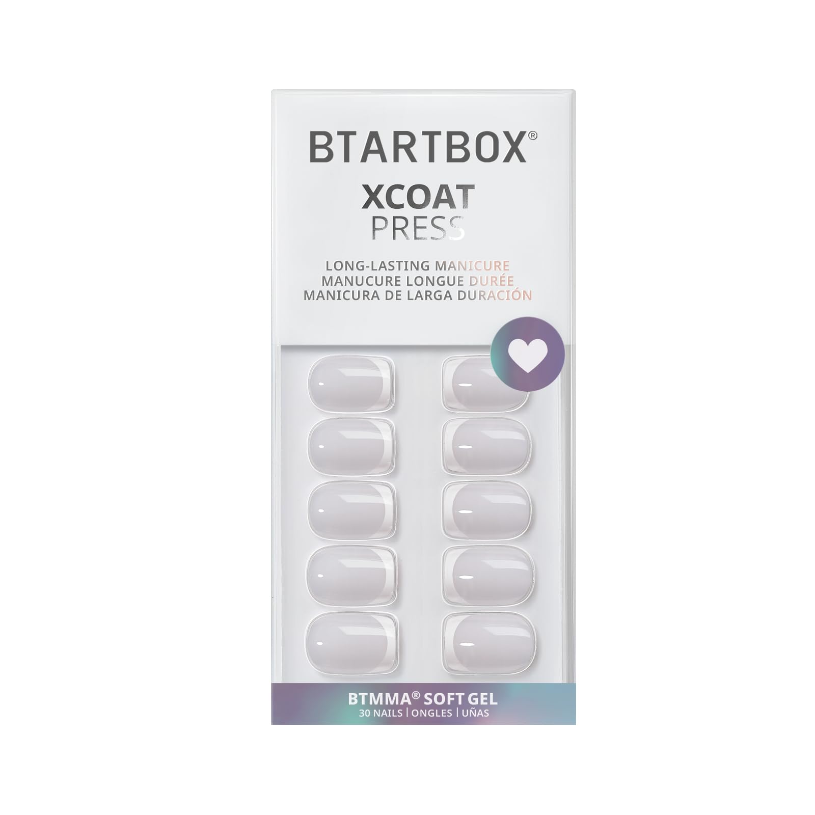 BTArtbox press on nails square-finish closeup highlights 15-size fit system.
