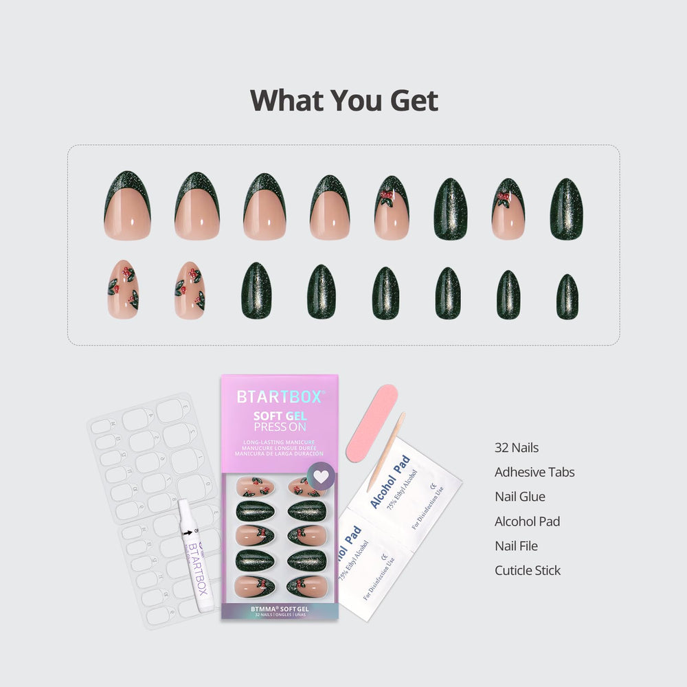 BTArtbox press-on nails kit includes glue and tabs; ready-to-wear in minutes