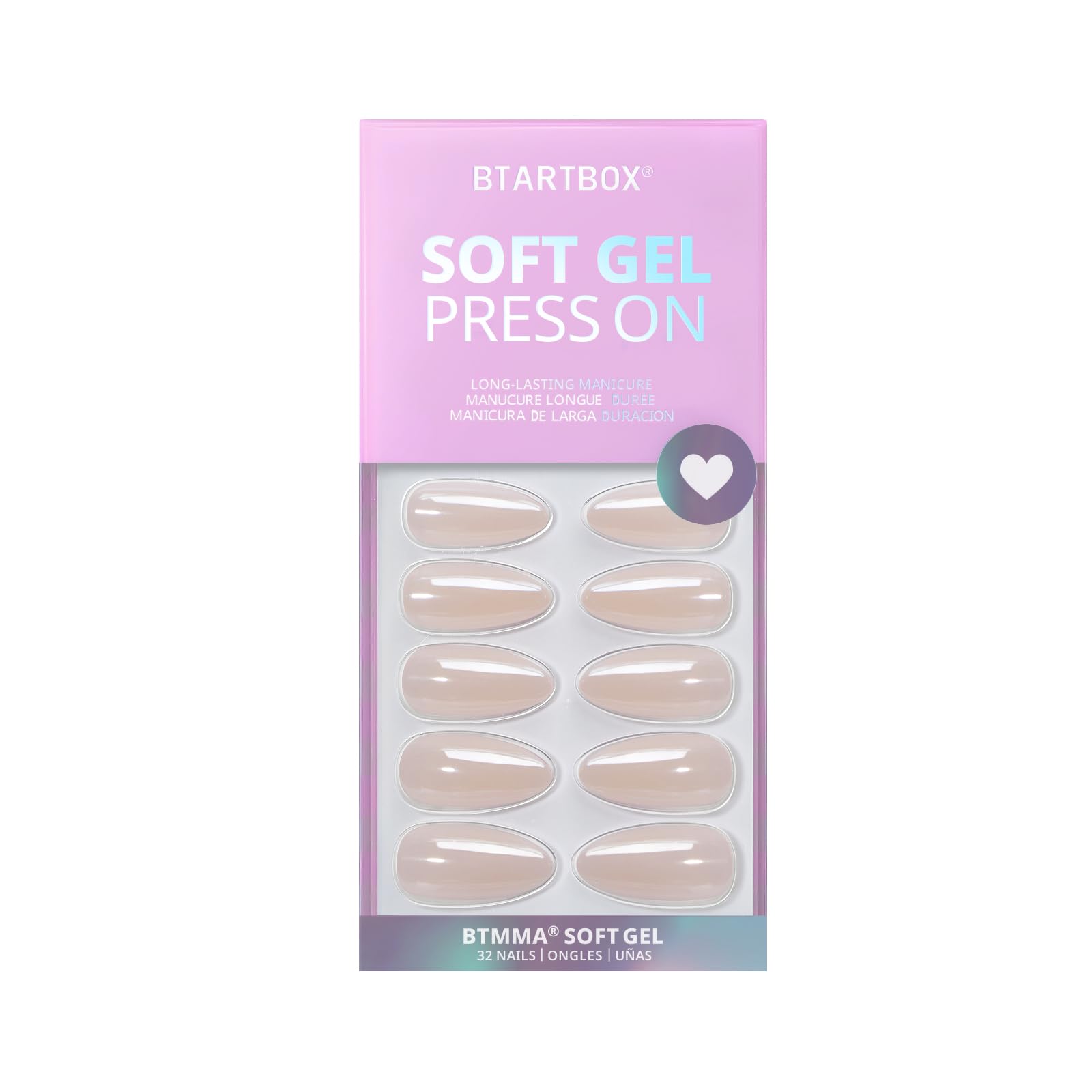 BTArtbox almond press ons on natural nails with seamless cuticle line look