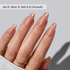 BTArtbox press on nails medium almond-spakly french tip sparkling detail for events