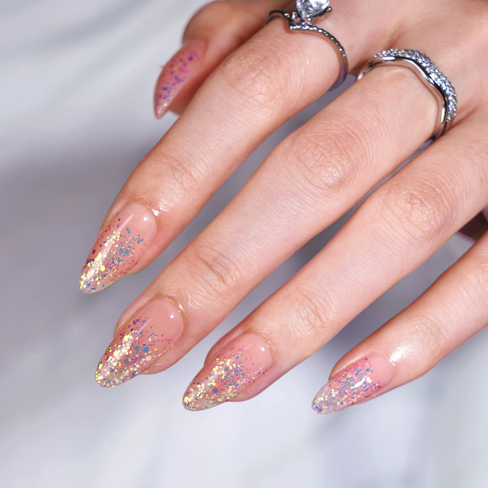 BTArtbox press-on nails medium pattern close-up reveals gel finish