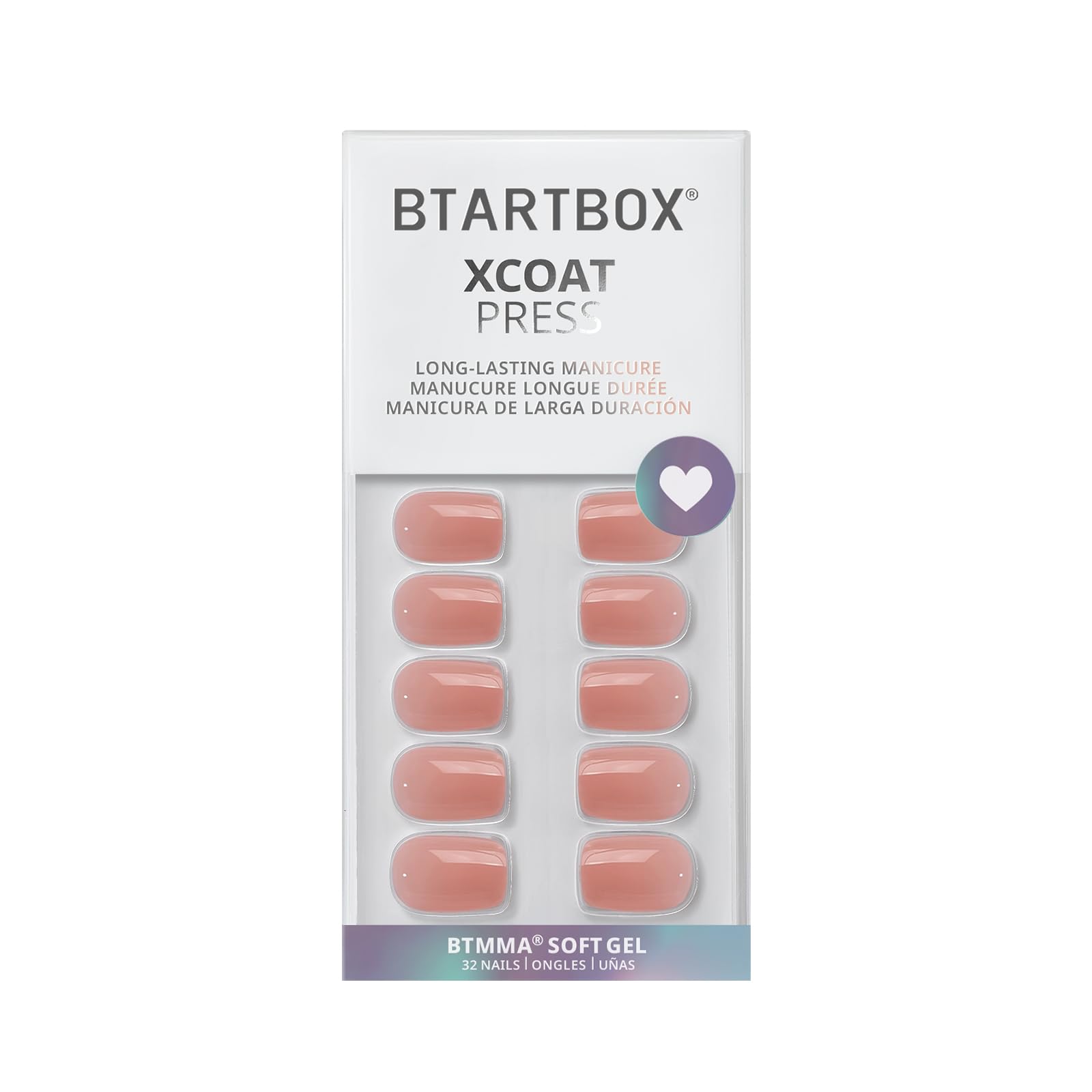 BTArtbox press-on nails short nude square collection highlights 16 sizes for a precise custom fit