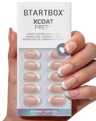 BTArtbox press on nails short oval white French tips for a natural manicure