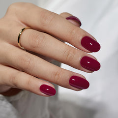 BTArtbox press-on nails in red grape on hand for daily wear and confidence
