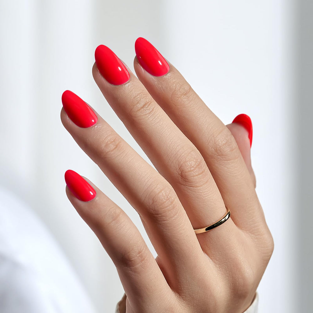 BTArtbox salmon pink nails during application showing seamless cuticle