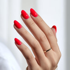 BTArtbox salmon pink nails during application showing seamless cuticle