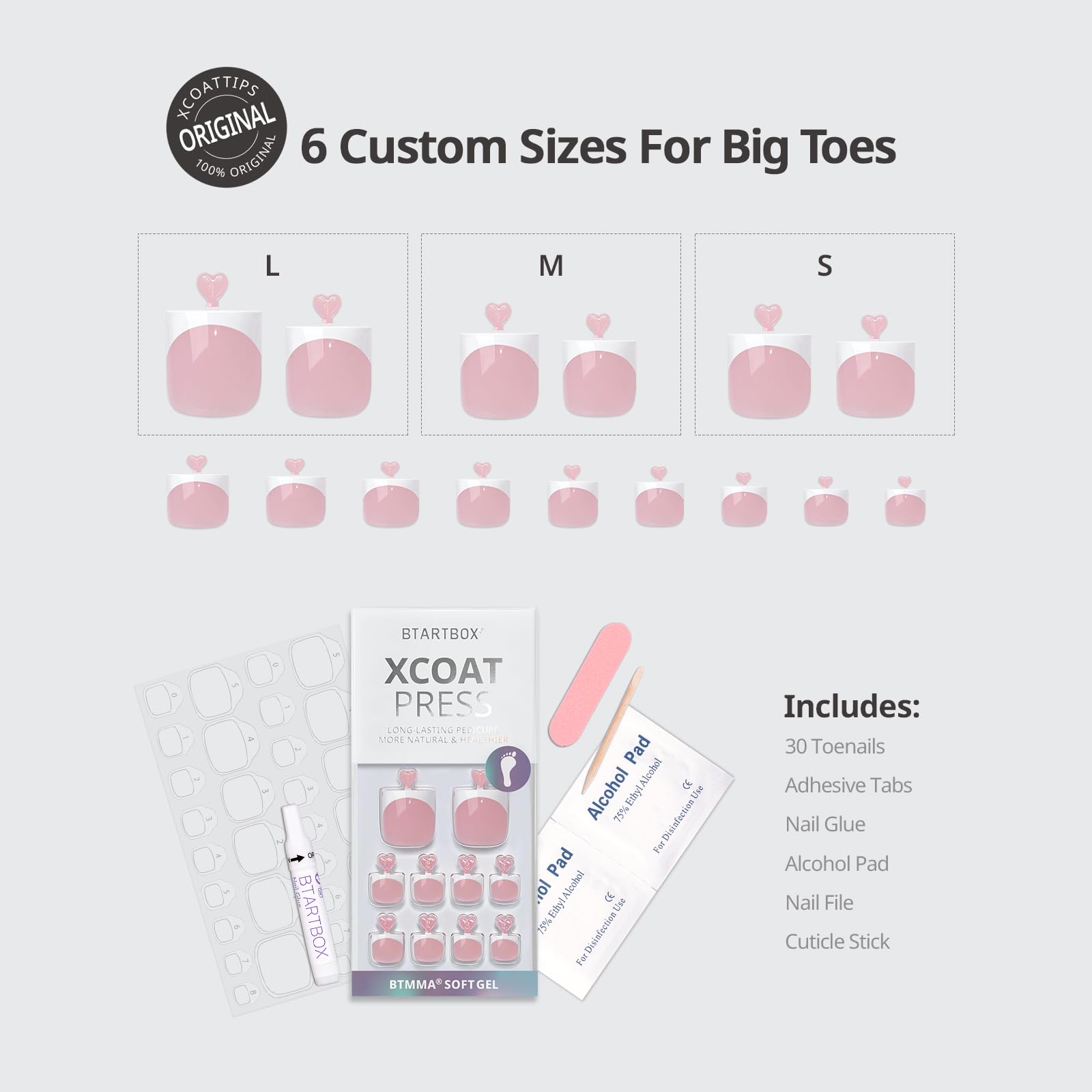 BTArtbox semi-transparent French-tip toenails for delicate nail art and quick chic manicure