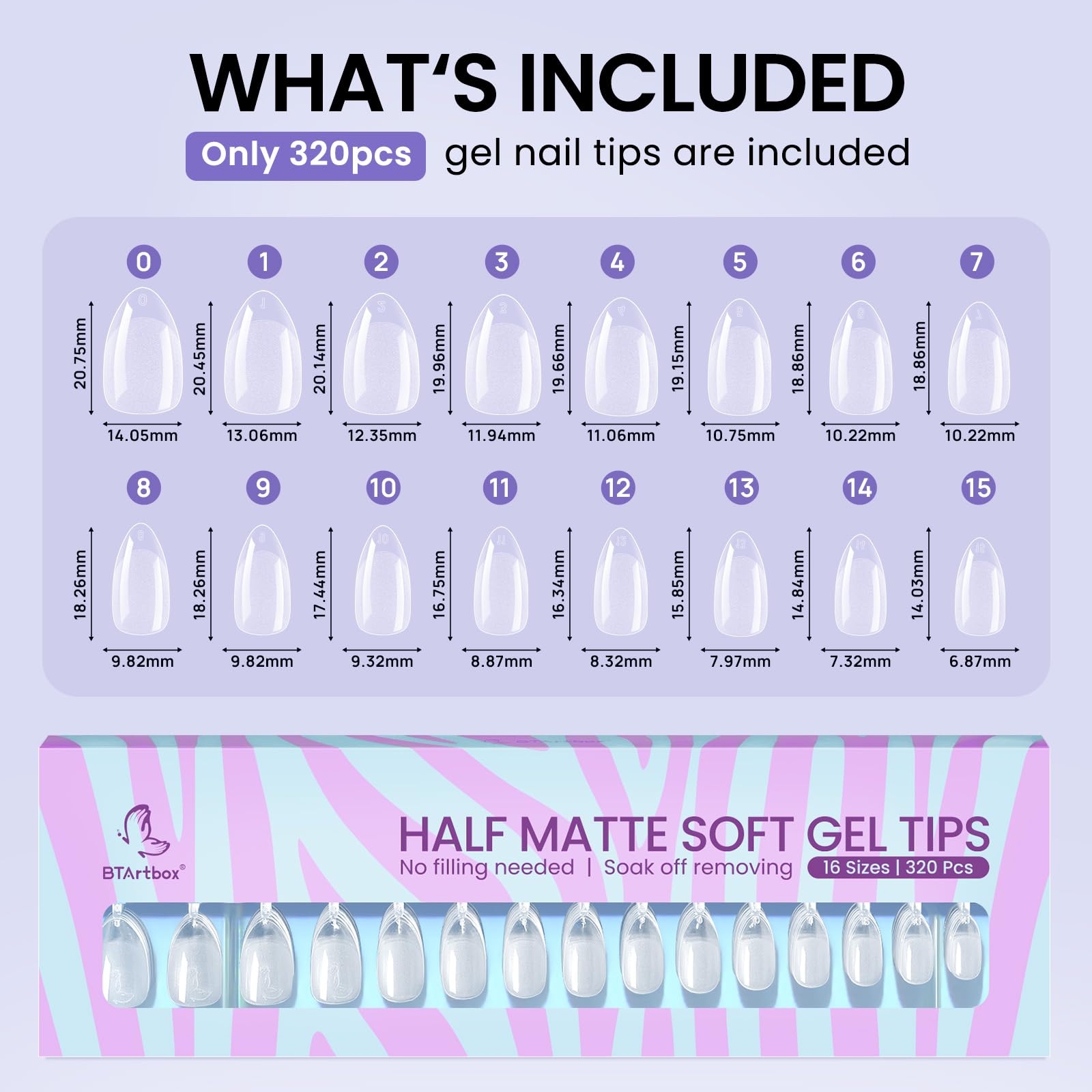 BTArtbox short almond nail tips full-cover extension achieved with natural appearance