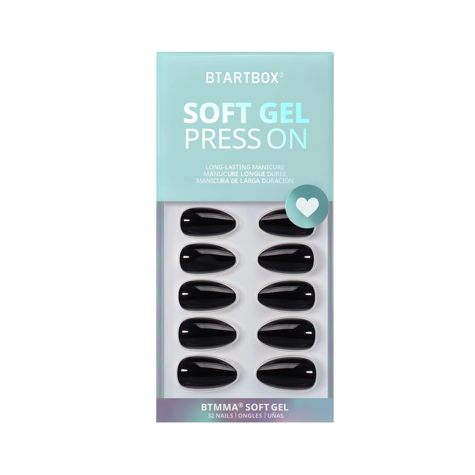 BTArtbox Soft Gel Nails Almond close-up texture emphasizes flexible feel and seamless cuticle line