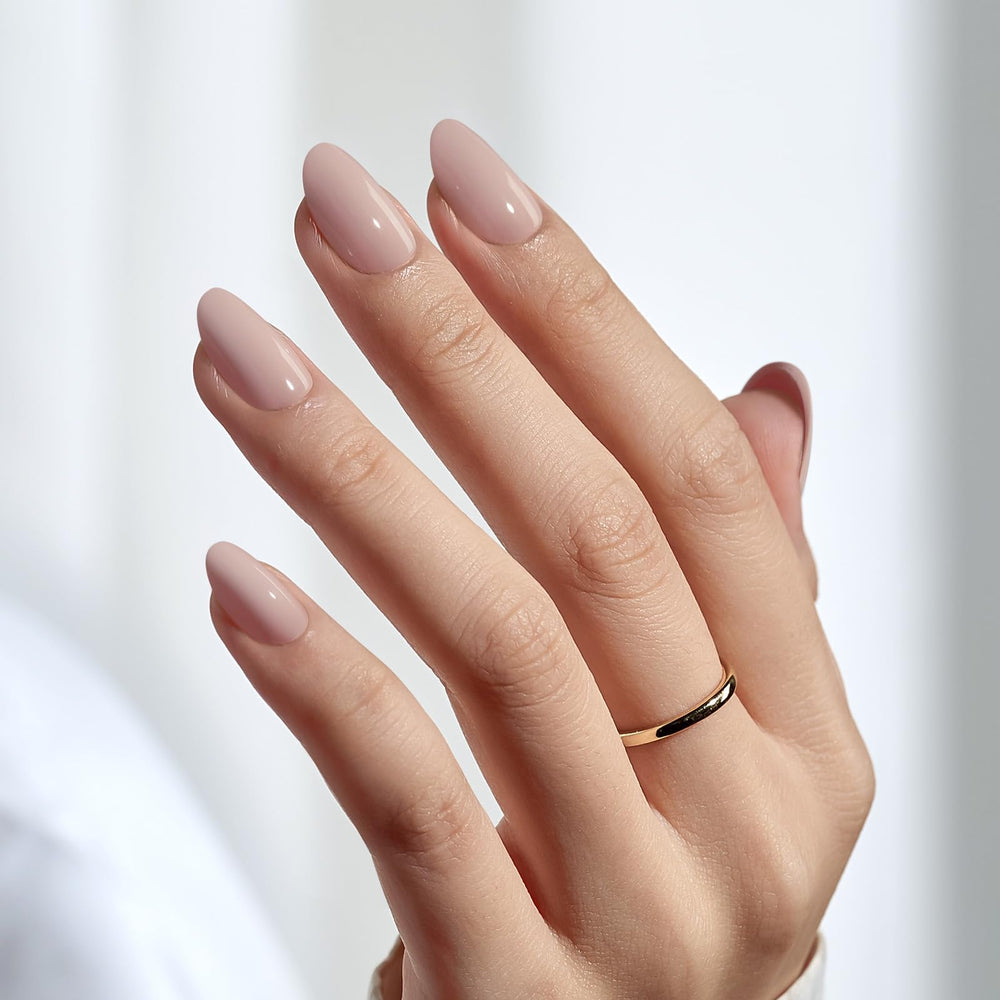 BTArtbox taro-milkshake oval nails soft-gel closeup highlights flexible natural-fit.