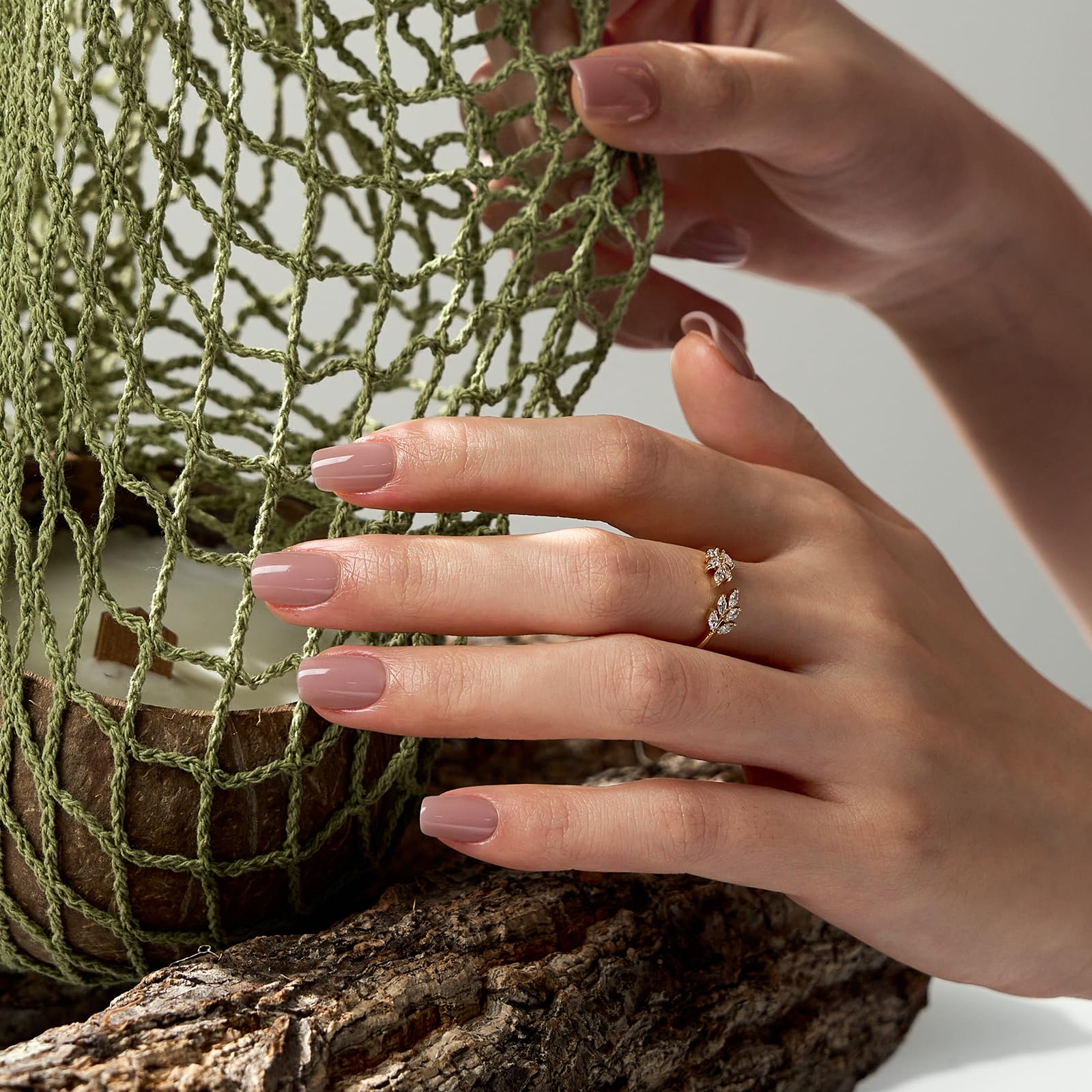 BTArtbox taro nude squoval nails glue and tabs show easy, tool-free application.